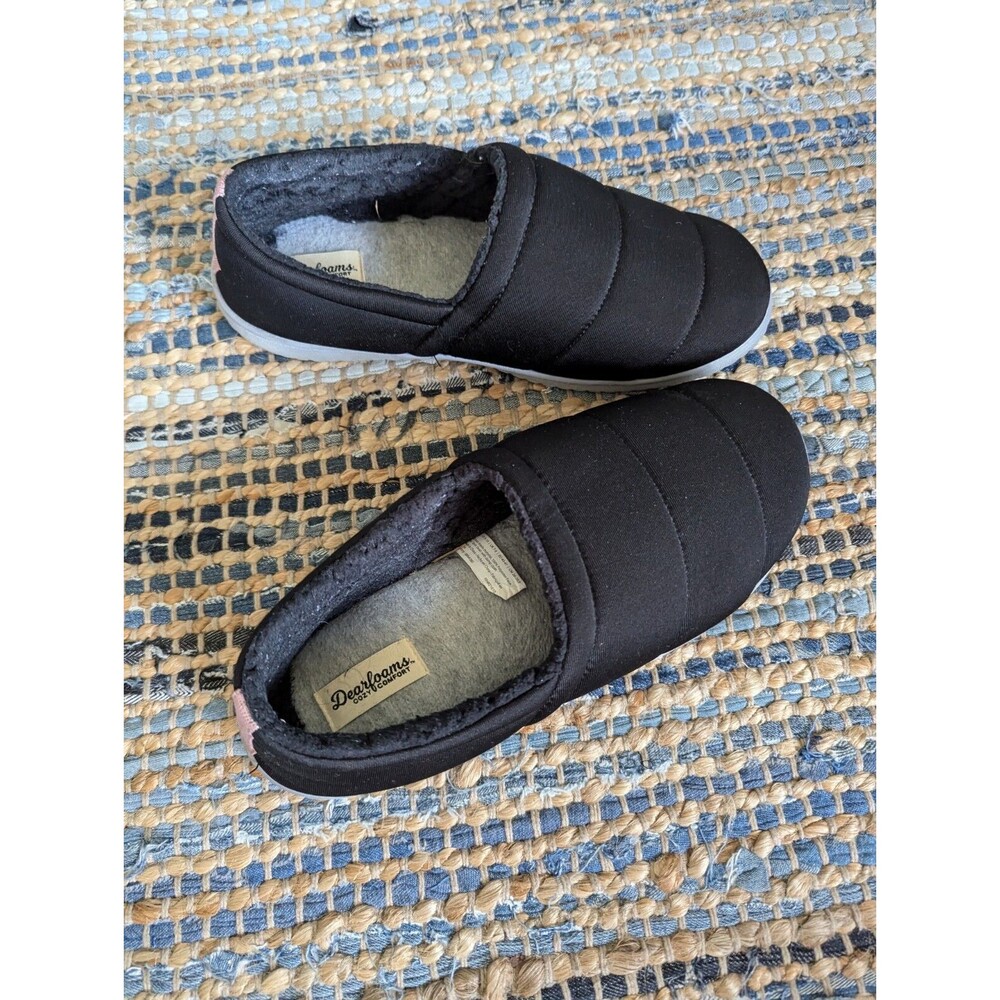 Dearforms Women's 9/10 Water Resistant Slip On Slippers Memory Foam Black